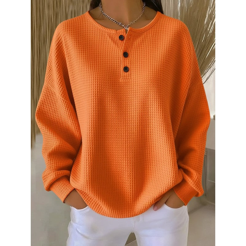 Pull Femme Henley - Col Rond Manches Longues