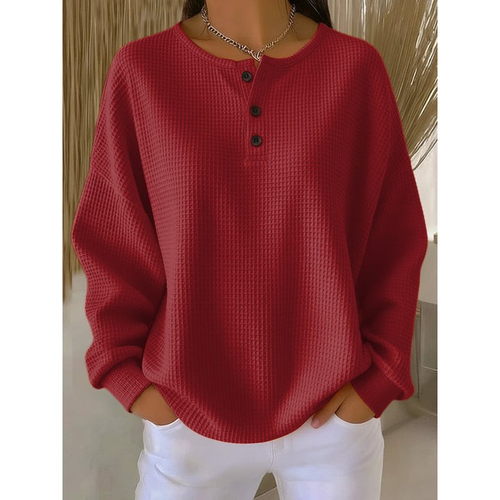 Pull Femme Henley - Col Rond Manches Longues
