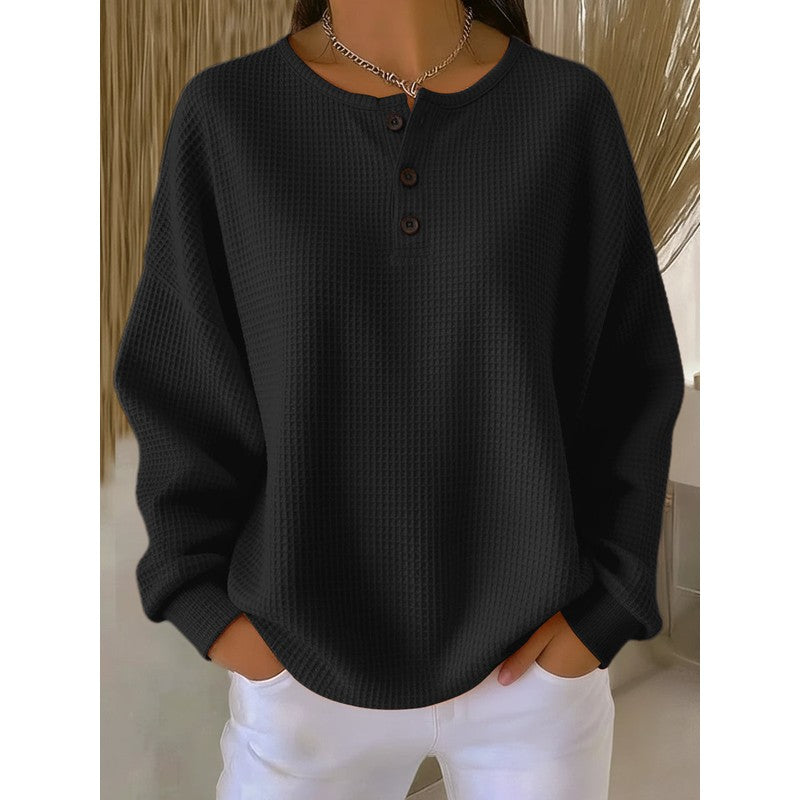 Pull Femme Henley - Col Rond Manches Longues
