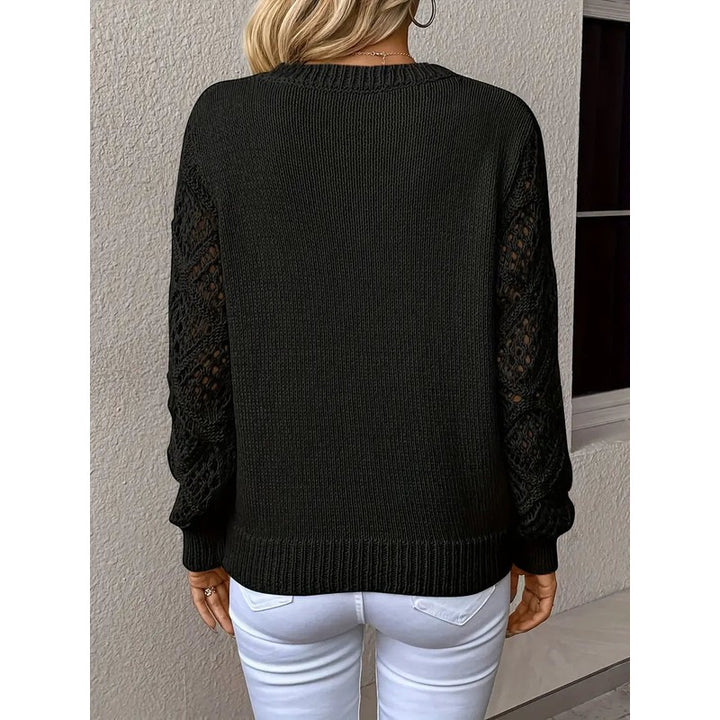 Pull femme à manches ajourées - Col en V