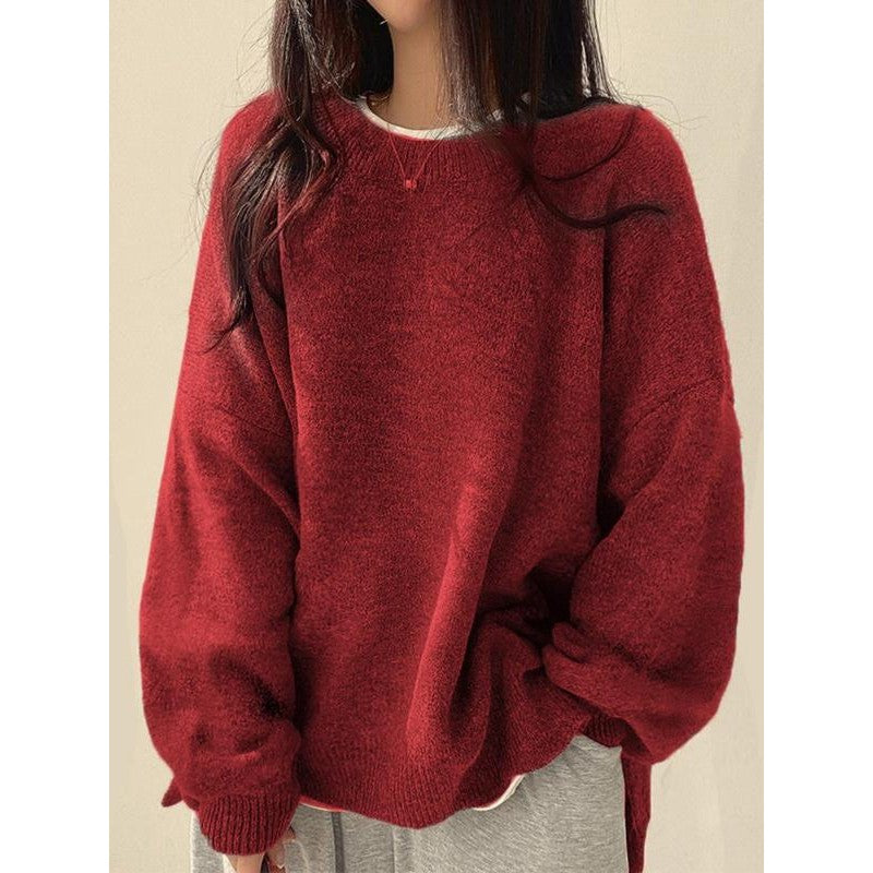 Pull-over ample à col rond - Femme