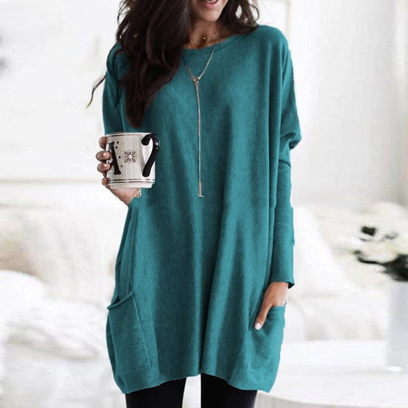 Pull-over femme oversize - Col uni à poches