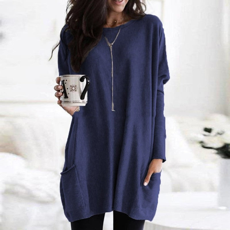 Pull-over femme oversize - Col uni à poches