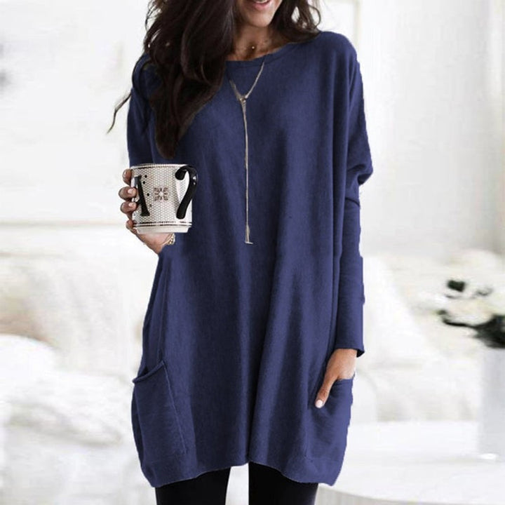 Pull-over femme oversize - Col uni à poches