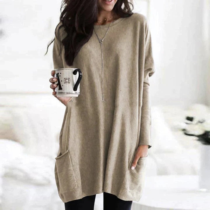 Pull-over femme oversize - Col uni à poches