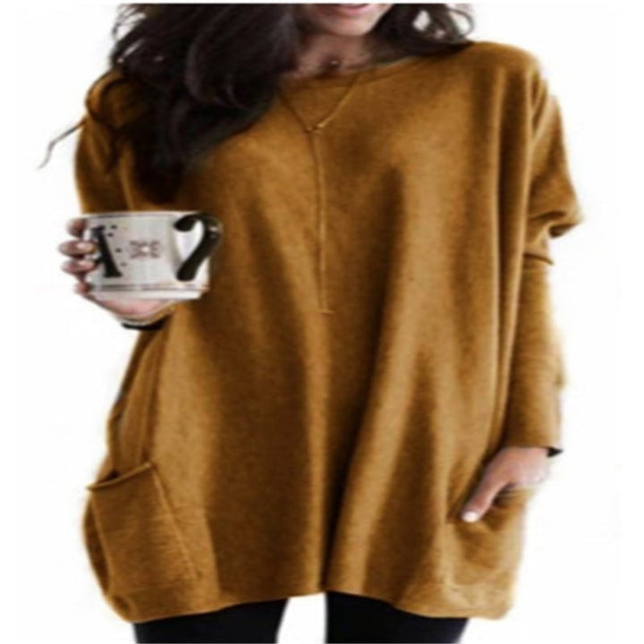 Pull-over femme oversize - Col uni à poches