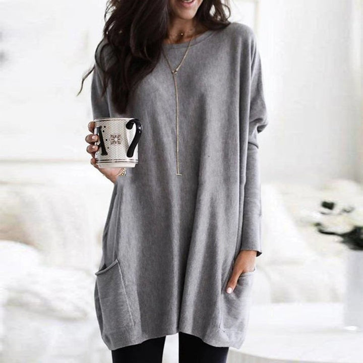 Pull-over femme oversize - Col uni à poches