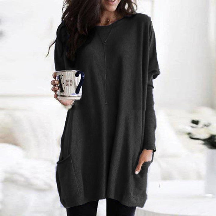Pull-over femme oversize - Col uni à poches