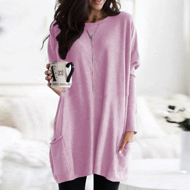 Pull-over femme oversize - Col uni à poches