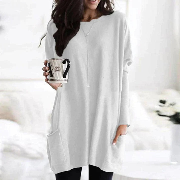 Pull-over femme oversize - Col uni à poches
