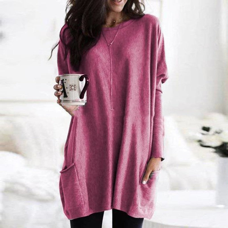 Pull-over femme oversize - Col uni à poches