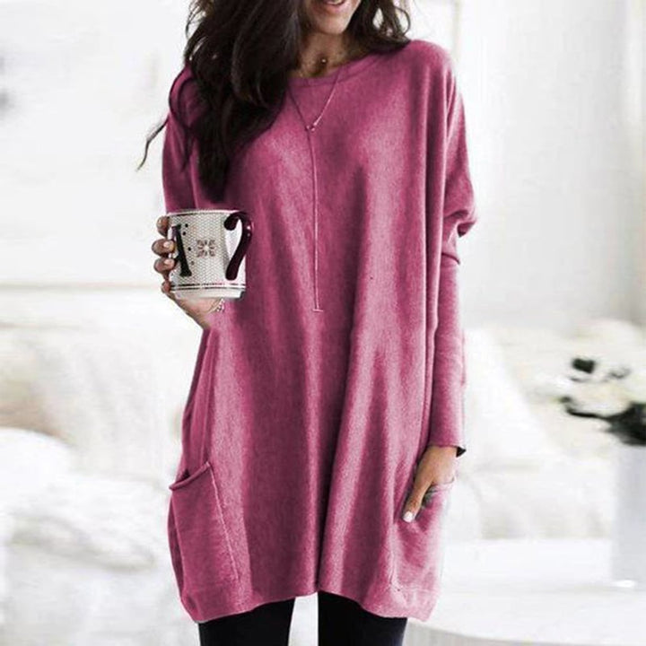 Pull-over femme oversize - Col uni à poches