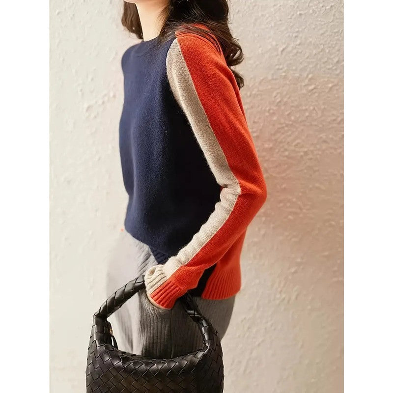 Pull pour femmes à motifs colorés - Col rond et manches longues