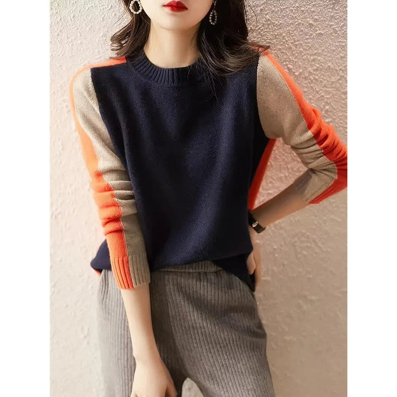 Pull pour femmes à motifs colorés - Col rond et manches longues