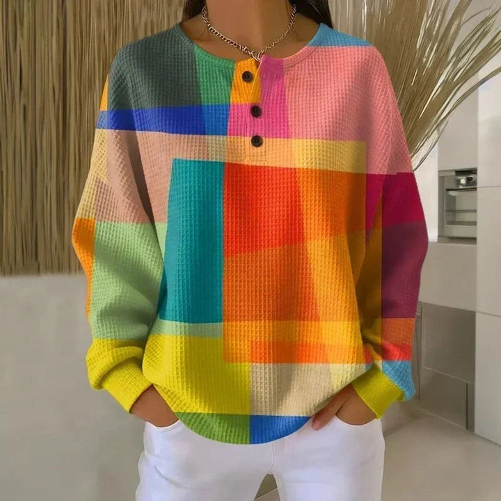 Pullover à col boutonné - Coupe ample et manches longues
