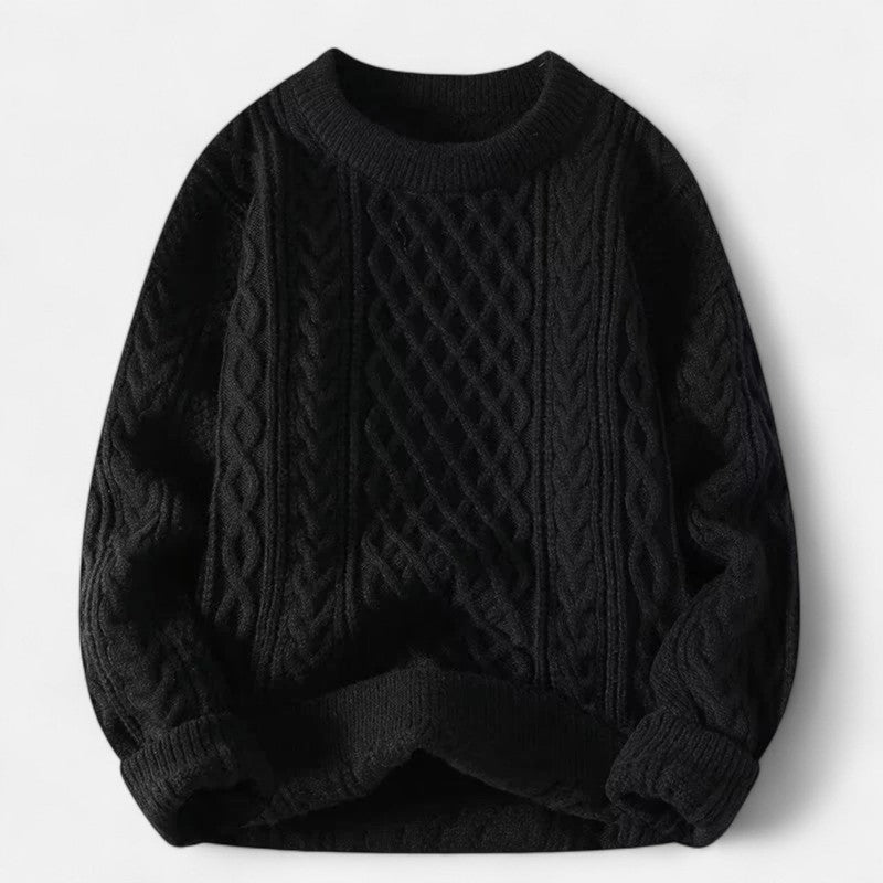 Pullover homme à motif torsadé - Col ras du cou