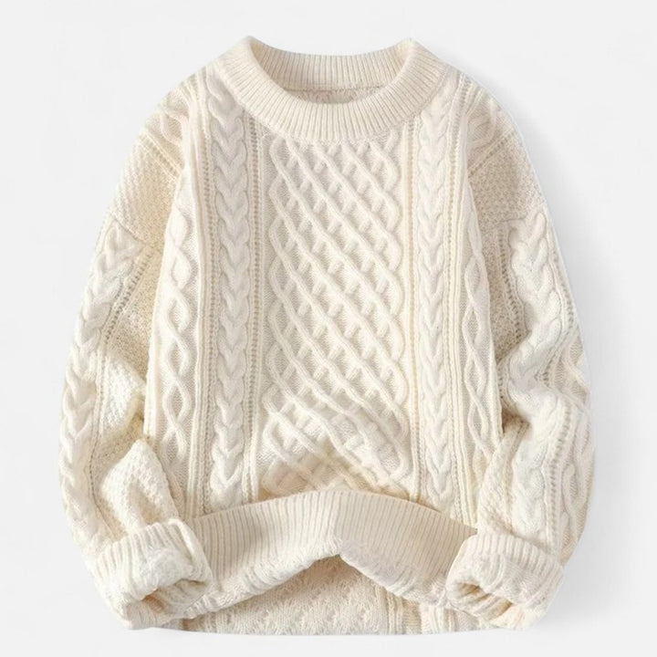 Pullover homme à motif torsadé - Col ras du cou