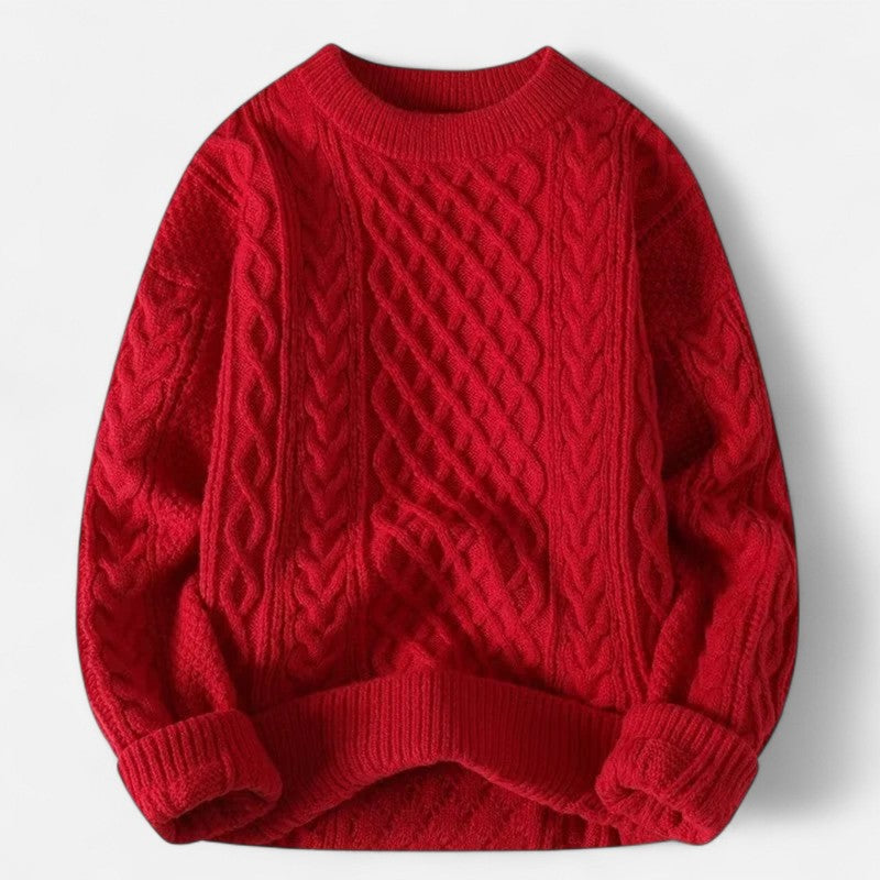 Pullover homme à motif torsadé - Col ras du cou