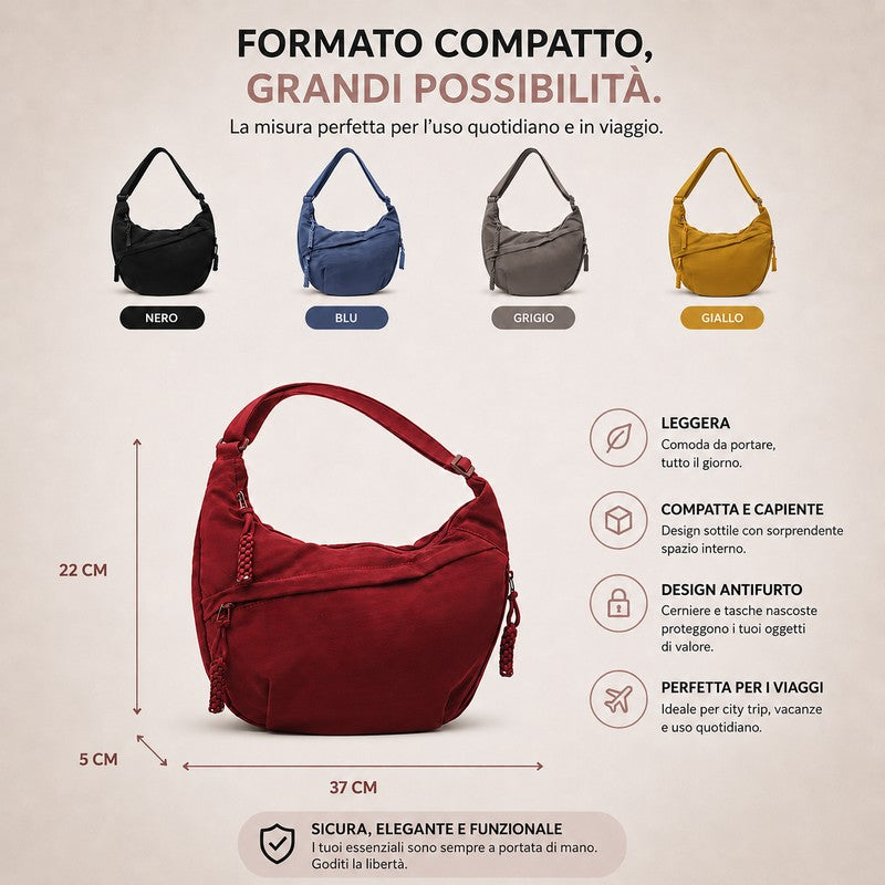 Sac à bandoulière pour femme - Forme demi-lune