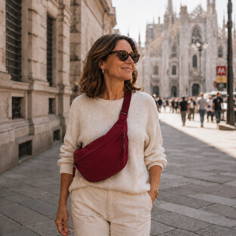 Sac à bandoulière pour femme - Forme demi-lune