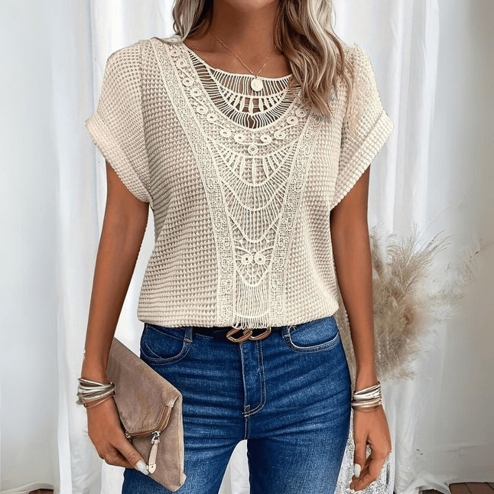 Top femme à motif - Col rond et manches courtes