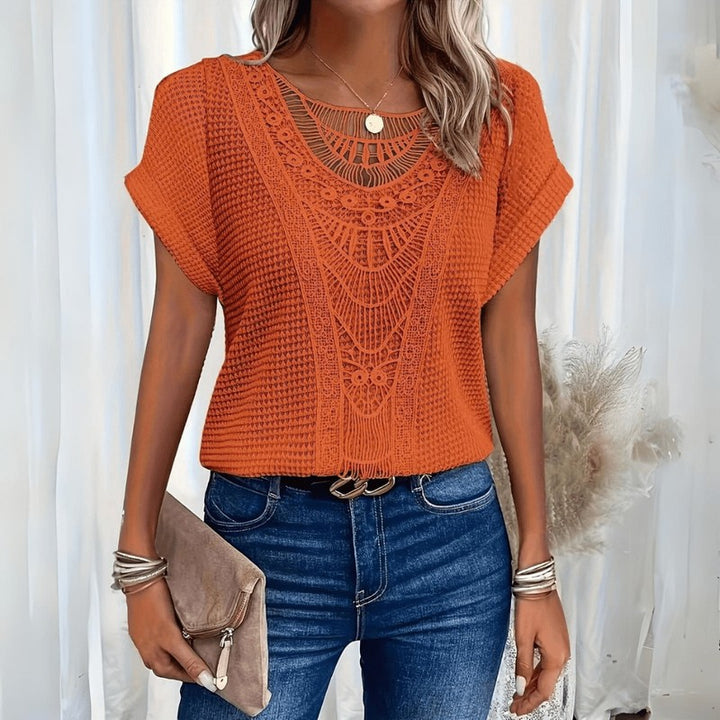 Top femme à motif - Col rond et manches courtes