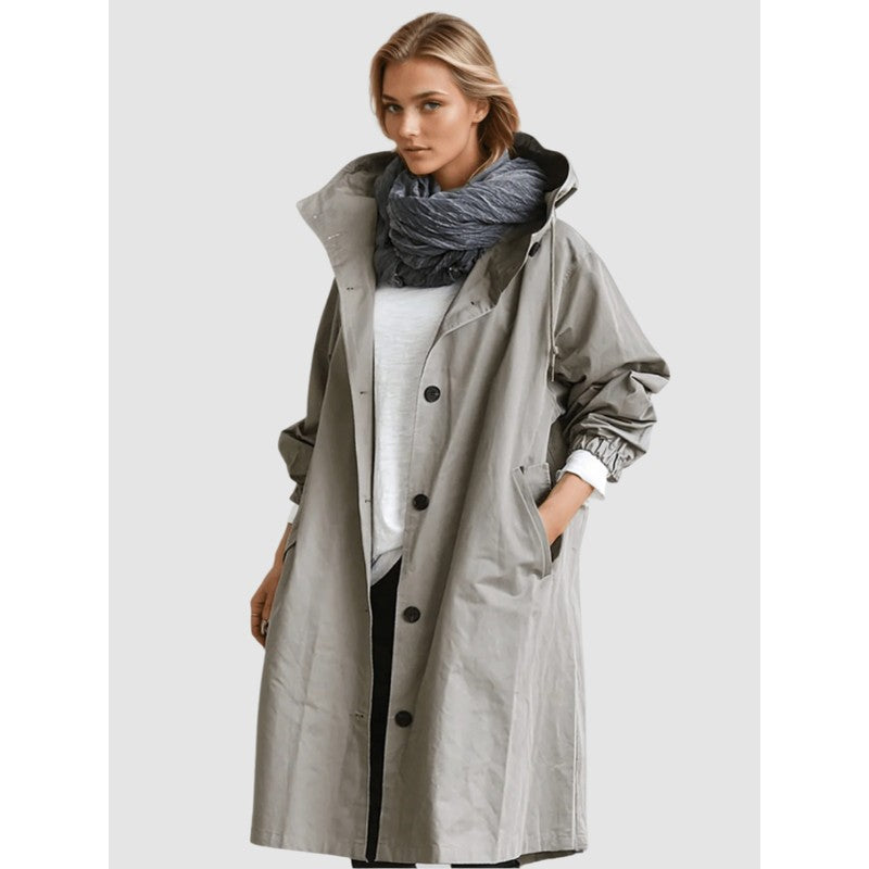 Trench-coat femme oversize à capuche
