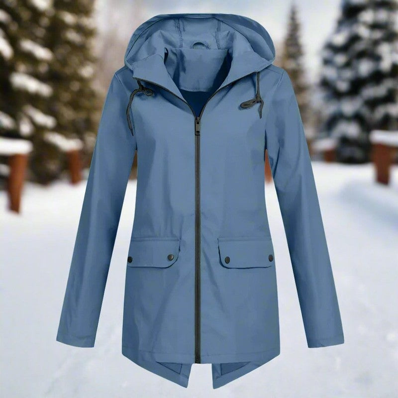 Veste de pluie femme à capuche - Longue coupe ajustable