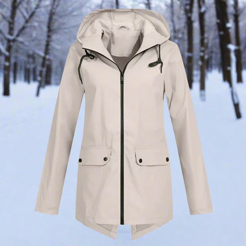 Veste de pluie femme à capuche - Longue coupe ajustable