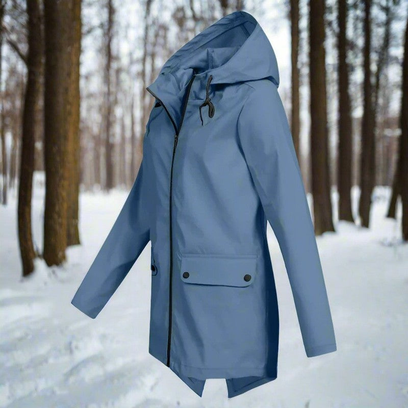 Veste de pluie femme à capuche - Longue coupe ajustable