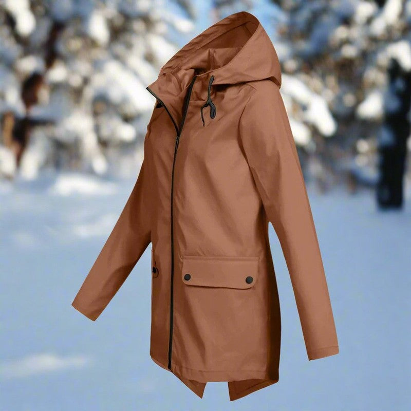 Veste de pluie femme à capuche - Longue coupe ajustable