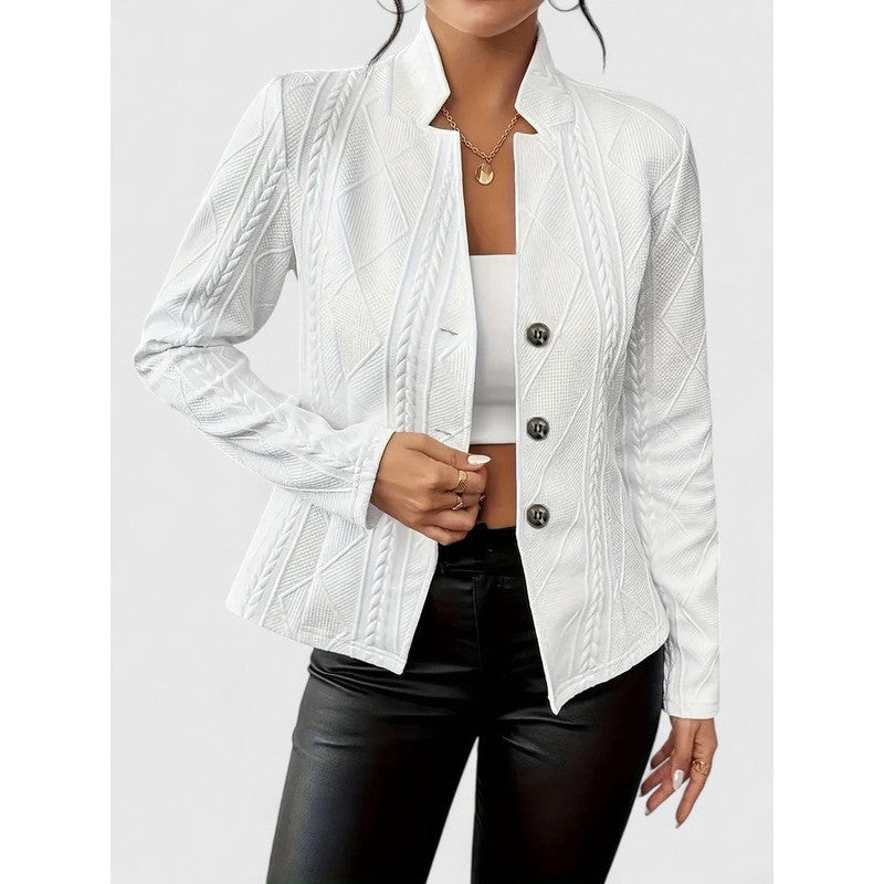 Veste Femme à Col Montant - Texture Géométrique