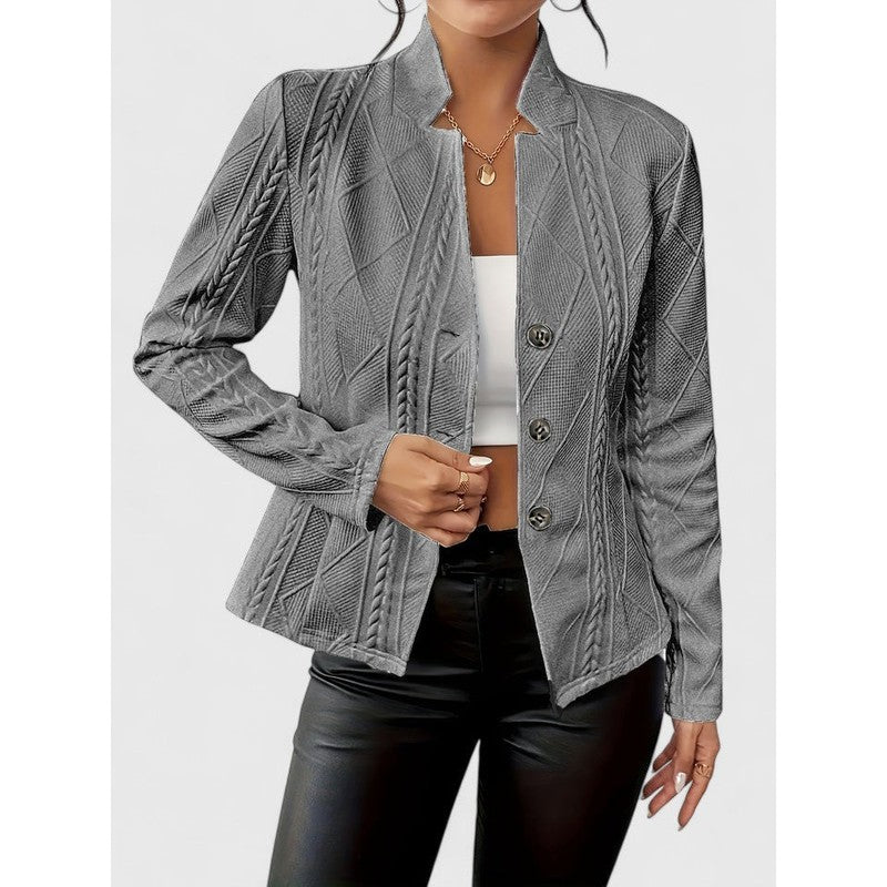 Veste Femme à Col Montant - Texture Géométrique