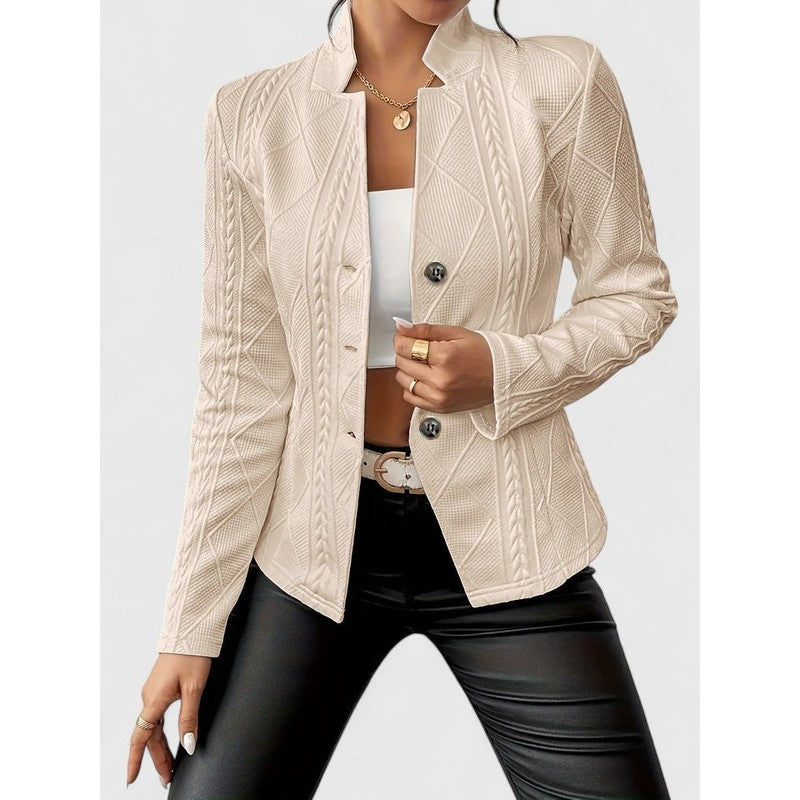 Veste Femme à Col Montant - Texture Géométrique
