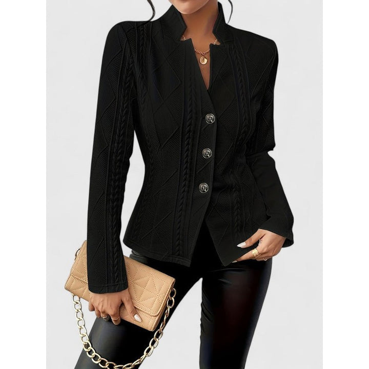 Veste Femme à Col Montant - Texture Géométrique