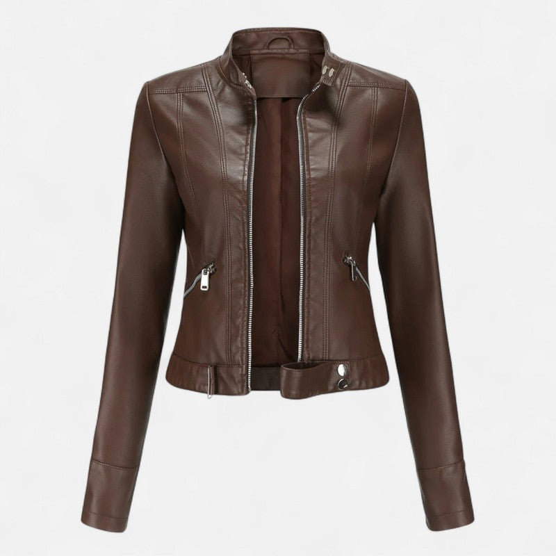 Veste femme cropped à col montant - Fermeture éclair centrale