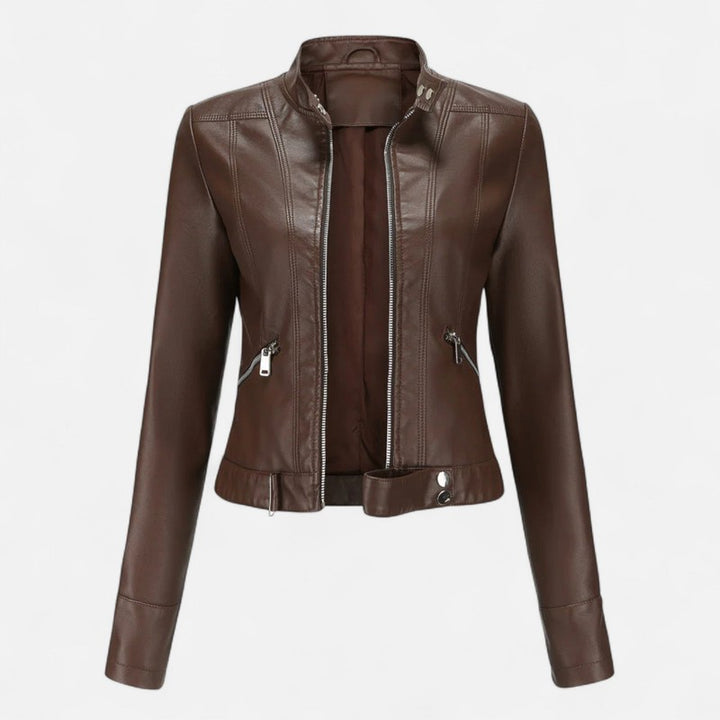 Veste femme cropped à col montant - Fermeture éclair centrale