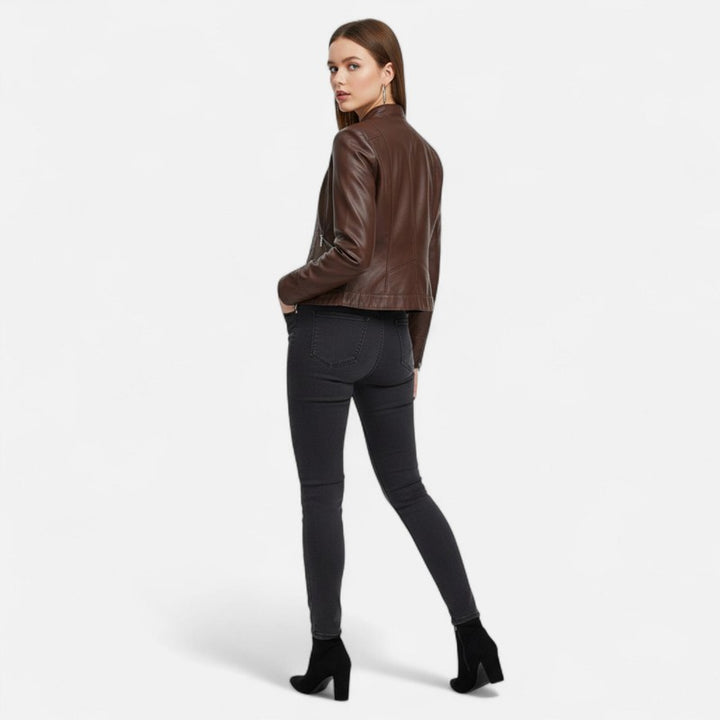 Veste femme cropped à col montant - Fermeture éclair centrale