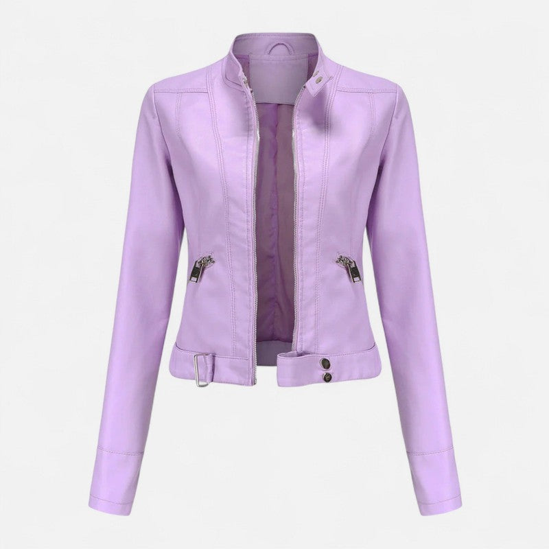 Veste femme cropped à col montant - Fermeture éclair centrale