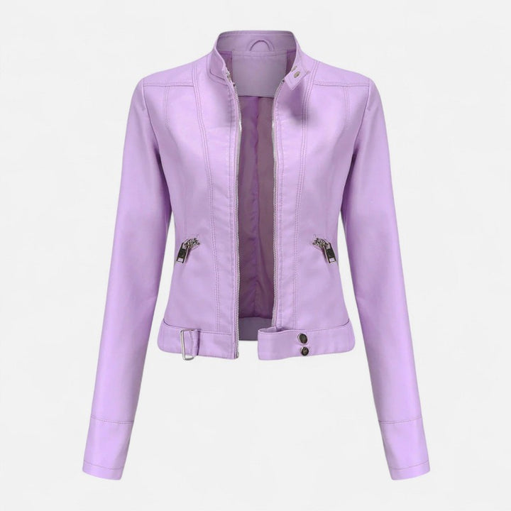 Veste femme cropped à col montant - Fermeture éclair centrale