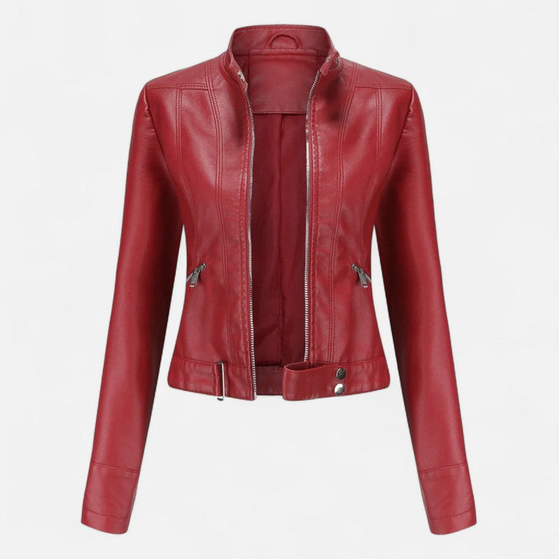 Veste femme cropped à col montant - Fermeture éclair centrale
