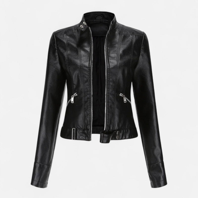Veste femme cropped à col montant - Fermeture éclair centrale