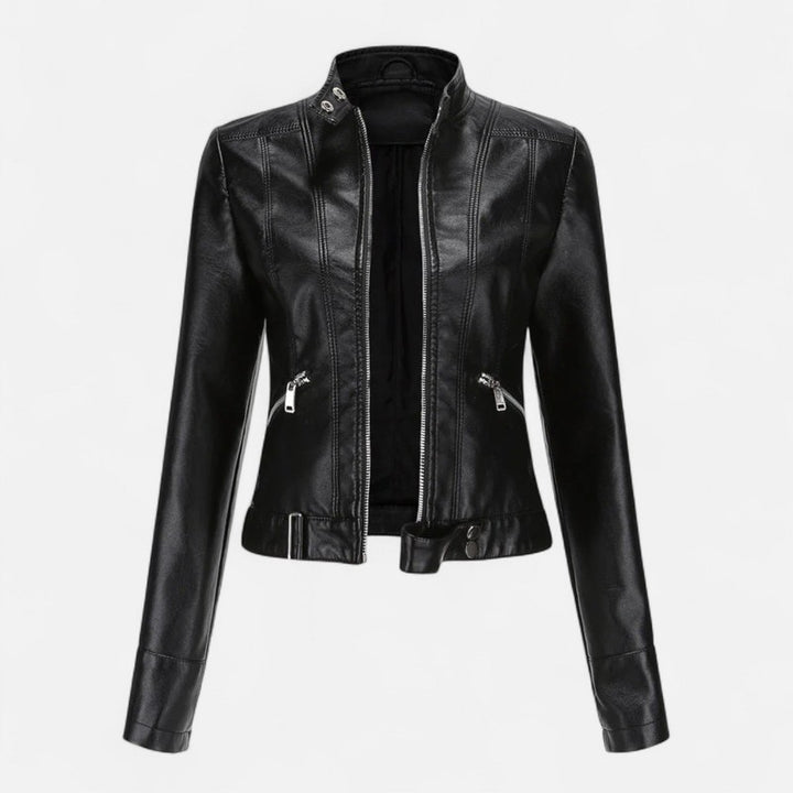 Veste femme cropped à col montant - Fermeture éclair centrale