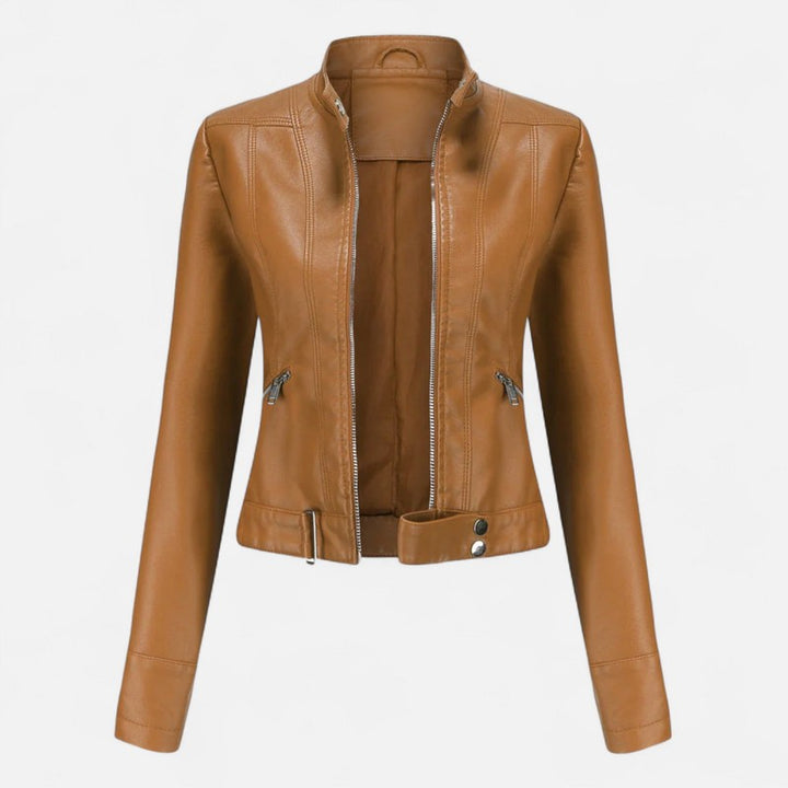 Veste femme cropped à col montant - Fermeture éclair centrale