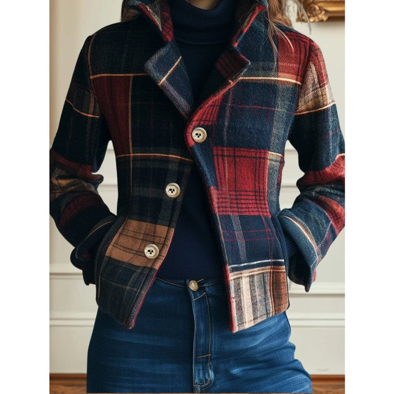 Veste Femme Patchwork à Motifs - Col à Cran