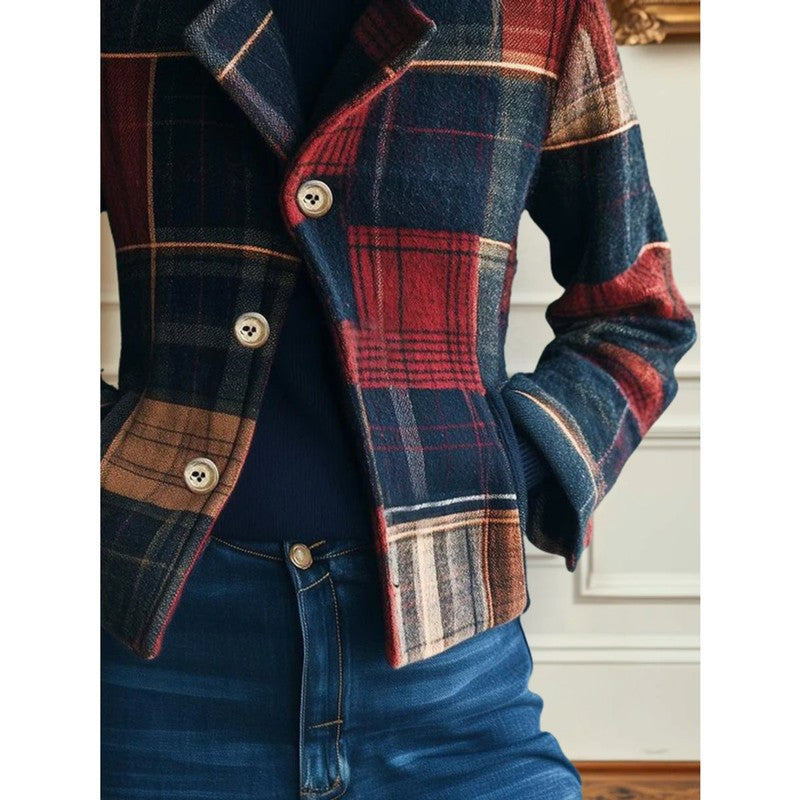 Veste Femme Patchwork à Motifs - Col à Cran
