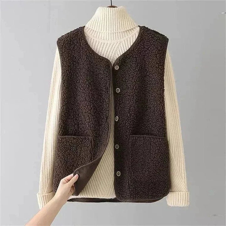 Veste Femme sans Manches à Boutons - Coupe Droite