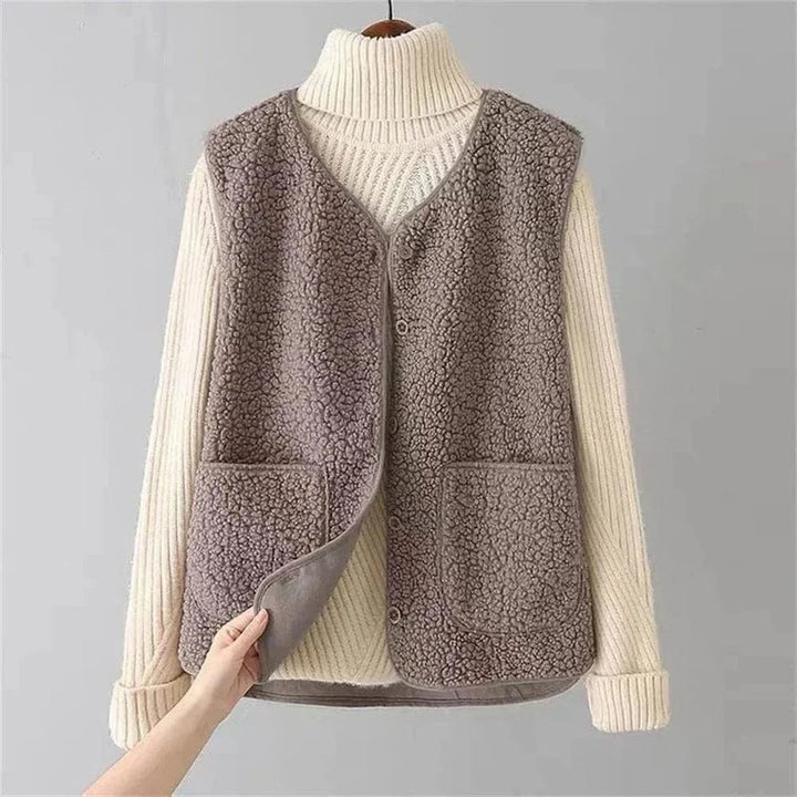 Veste Femme sans Manches à Boutons - Coupe Droite
