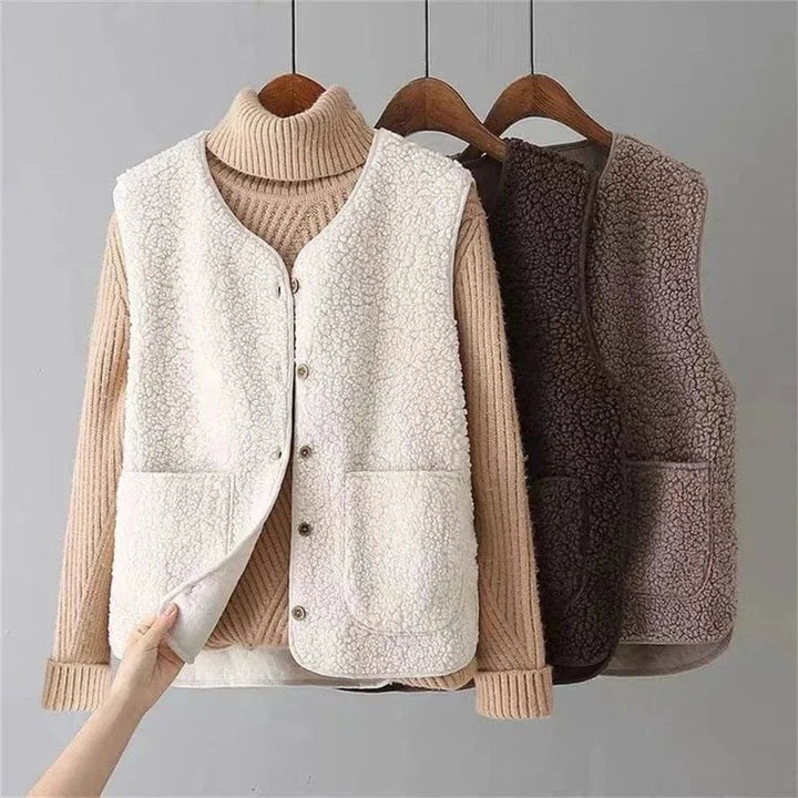 Veste Femme sans Manches à Boutons - Coupe Droite