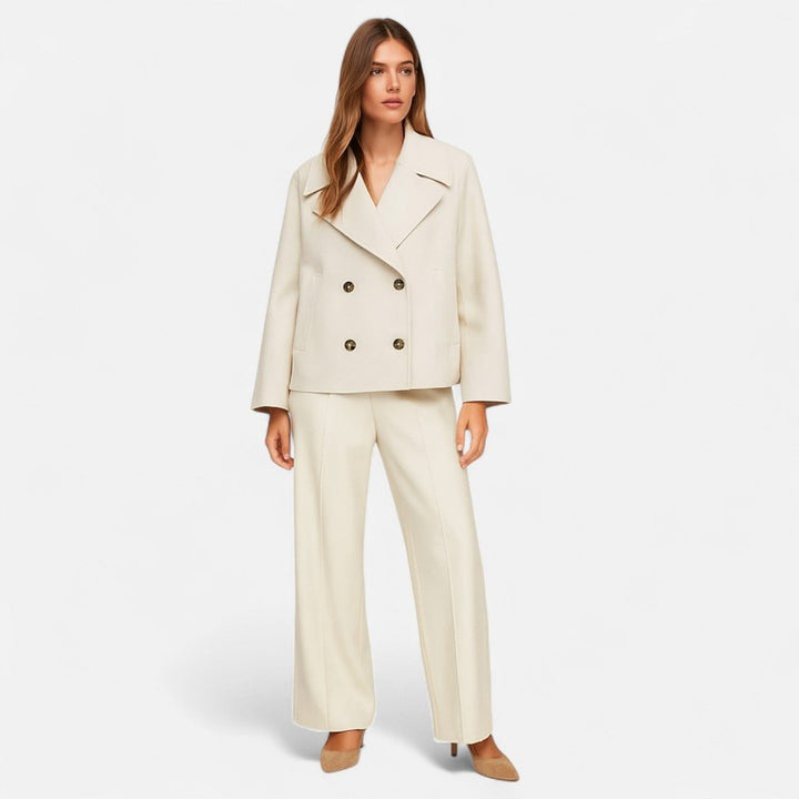 Veste Femme Structurée Cropped - Col à Revers